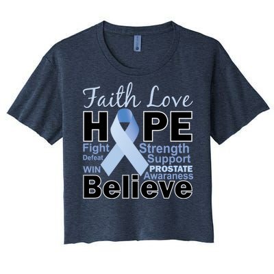 Prostate Cancer Awareness Faith Hope Women's Crop Top Tee