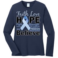 Prostate Cancer Awareness Faith Hope Ladies Long Sleeve Shirt