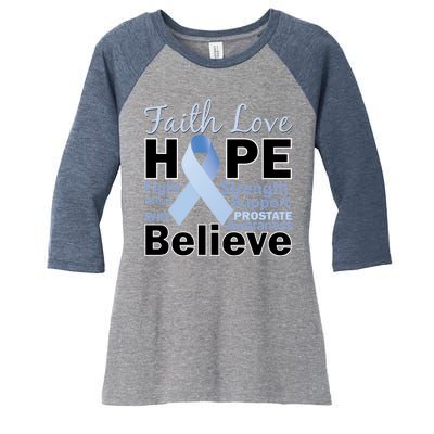 Prostate Cancer Awareness Faith Hope Women's Tri-Blend 3/4-Sleeve Raglan Shirt