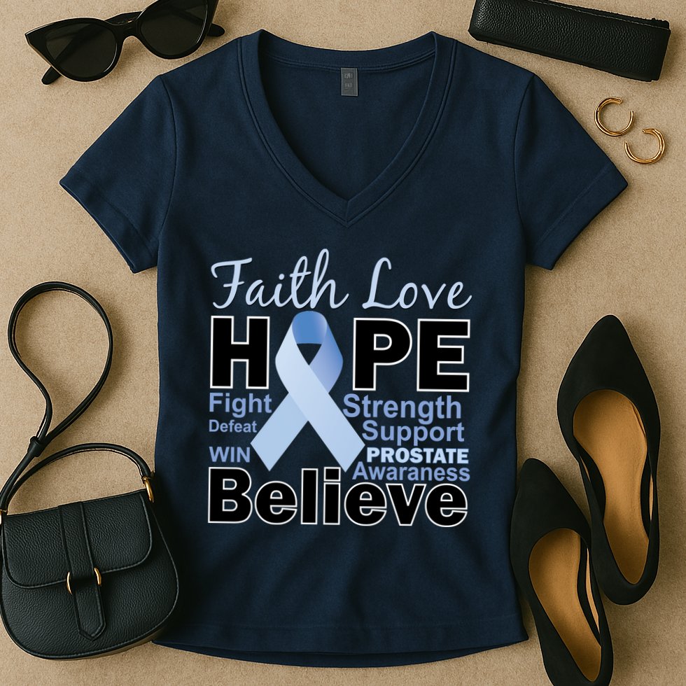 Prostate Cancer Awareness Faith Hope Women's V-Neck T-Shirt