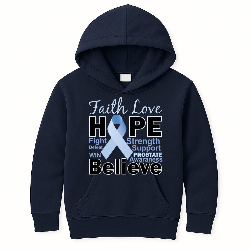 Prostate Cancer Awareness Faith Hope Kids Hoodie