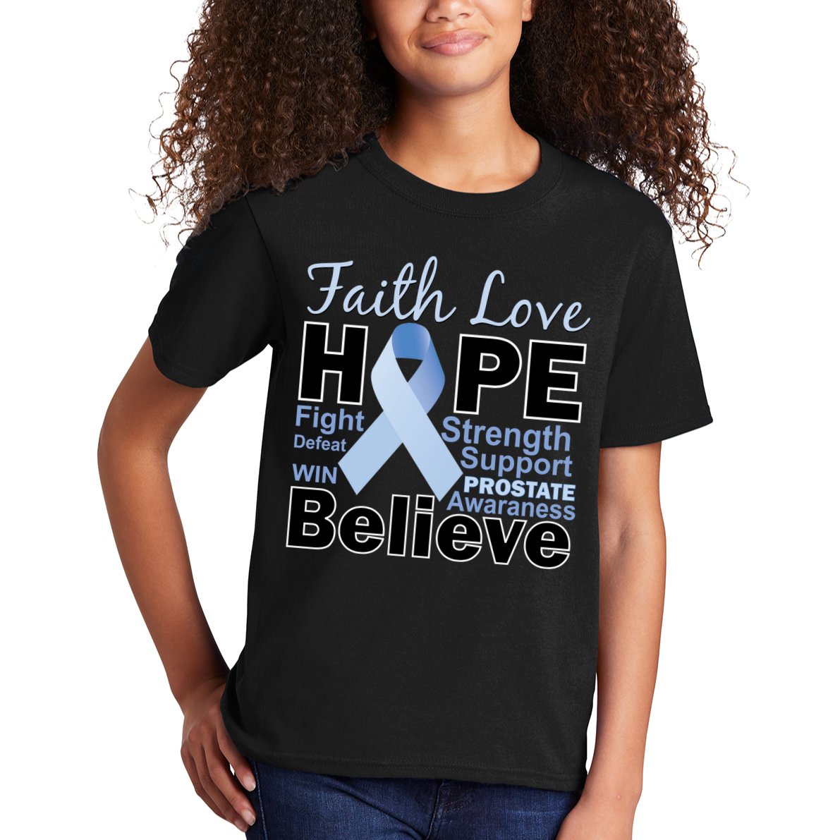 Prostate Cancer Awareness Faith Hope Kids T-Shirt