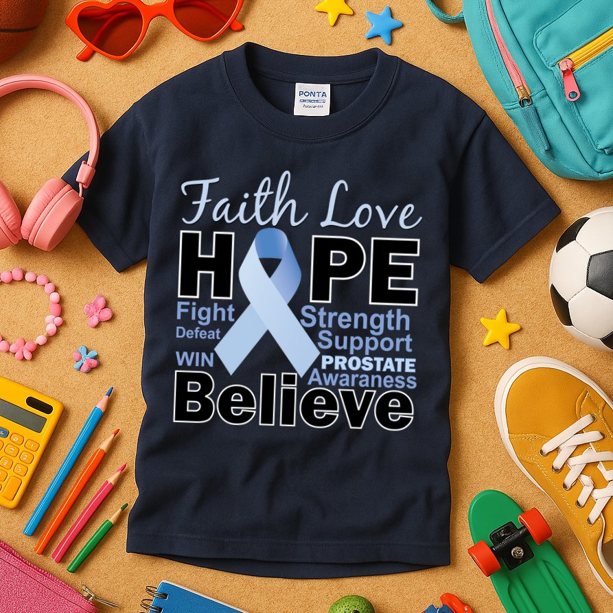 Prostate Cancer Awareness Faith Hope Kids T-Shirt
