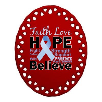 Prostate Cancer Awareness Faith Hope Ceramic Oval Ornament