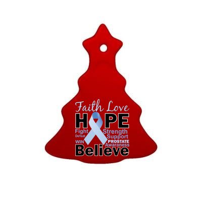 Prostate Cancer Awareness Faith Hope Ceramic Tree Ornament