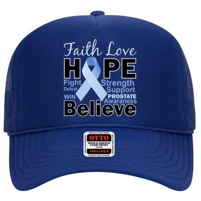 Prostate Cancer Awareness Faith Hope High Crown Mesh Back Trucker Hat