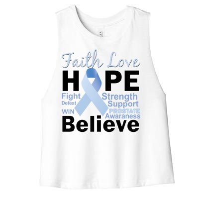 Prostate Cancer Awareness Faith Hope Women's Racerback Cropped Tank