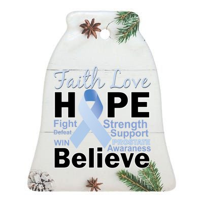 Prostate Cancer Awareness Faith Hope Ceramic Bell Ornament