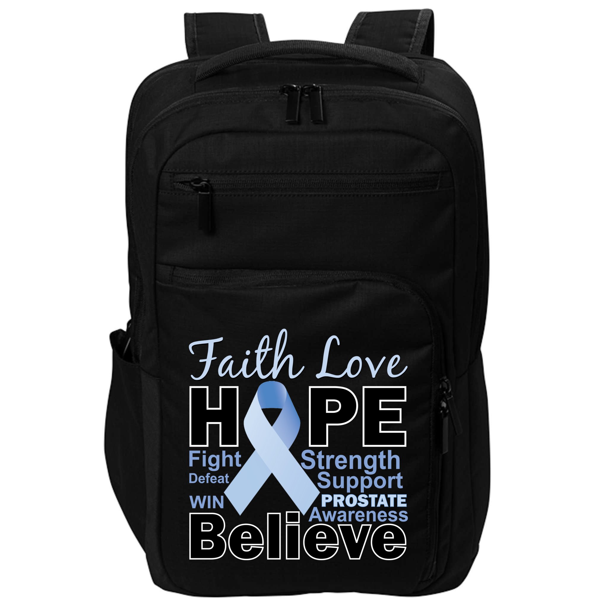 Prostate Cancer Awareness Faith Love Hope Impact Tech Backpack