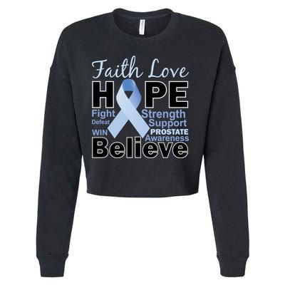 Prostate Cancer Awareness Faith Love Hope Cropped Pullover Crew