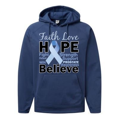 Prostate Cancer Awareness Faith Love Hope Performance Fleece Hoodie