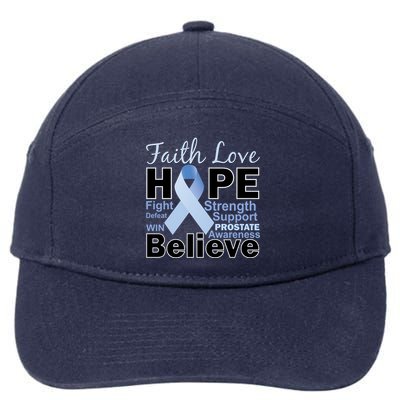Prostate Cancer Awareness Faith Love Hope 7-Panel Snapback Hat