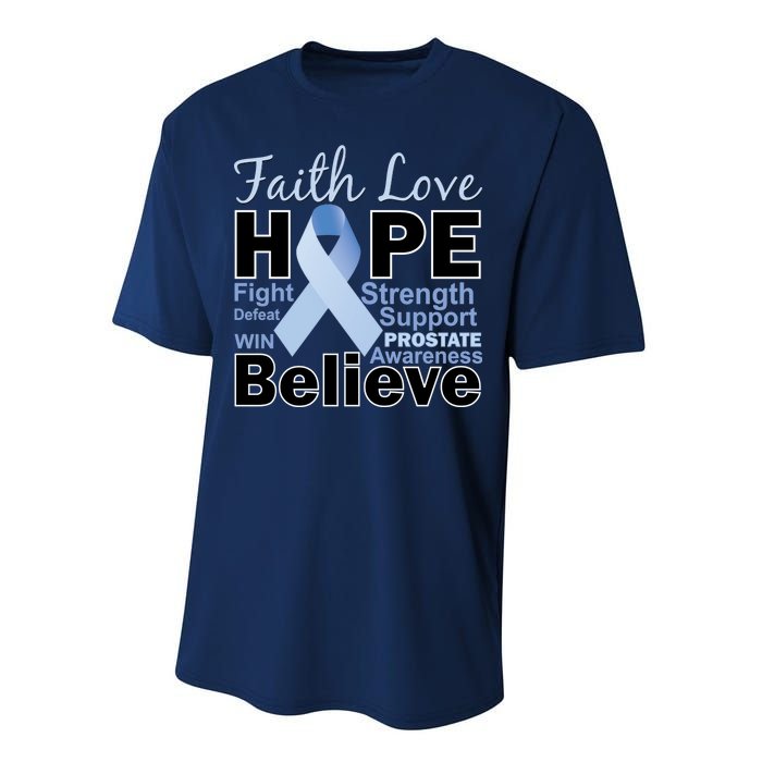 Prostate Cancer Awareness Faith Love Hope Performance Sprint T-Shirt