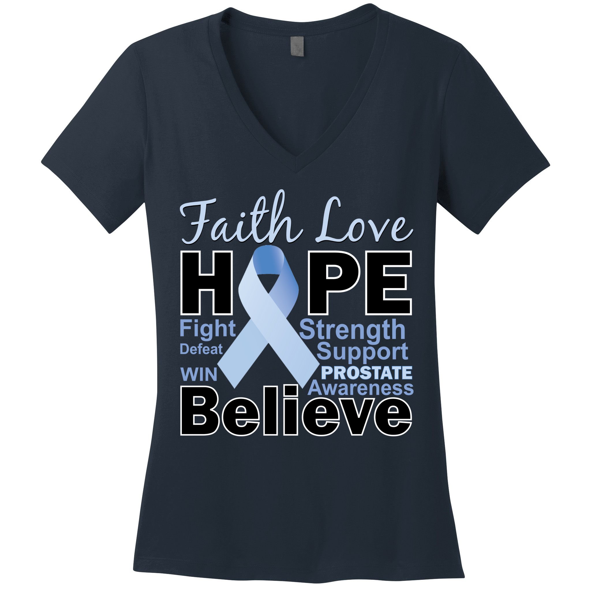 Prostate Cancer Awareness Faith Love Hope Women's V-Neck T-Shirt