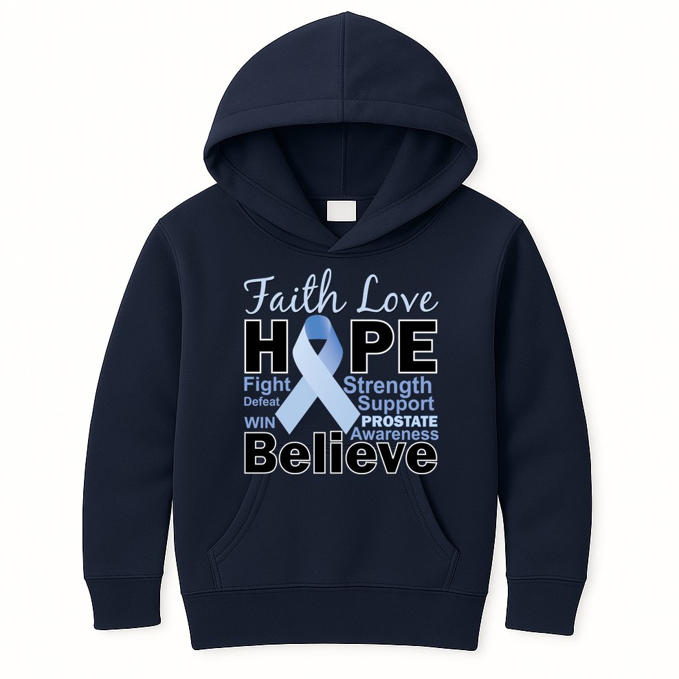 Prostate Cancer Awareness Faith Love Hope Kids Hoodie
