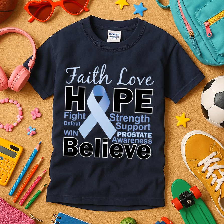 Prostate Cancer Awareness Faith Love Hope Kids T-Shirt