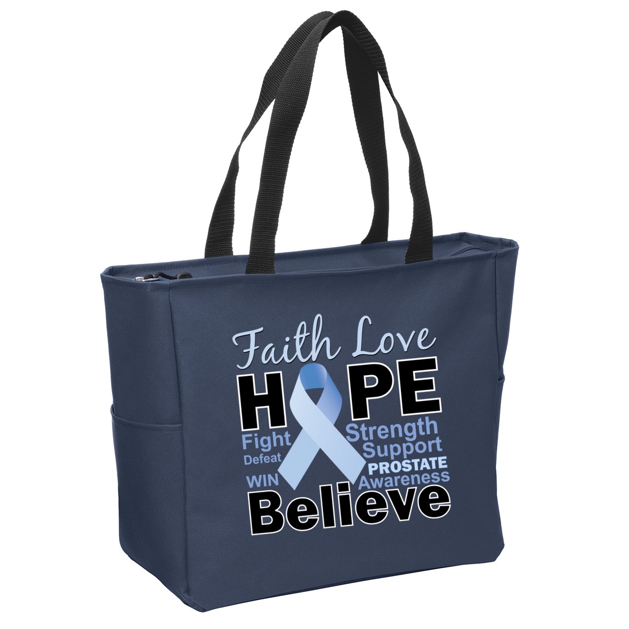 Prostate Cancer Awareness Faith Love Hope Zip Tote Bag