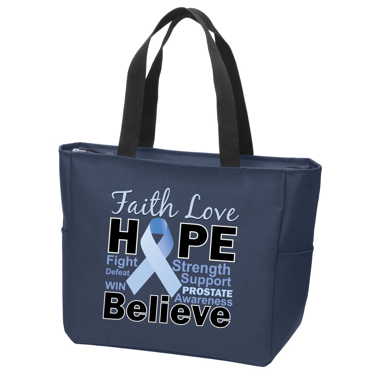 Prostate Cancer Awareness Faith Love Hope Zip Tote Bag