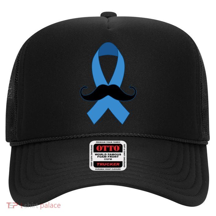Prostate Mustache Ribbon High Crown Mesh Back Trucker Hat
