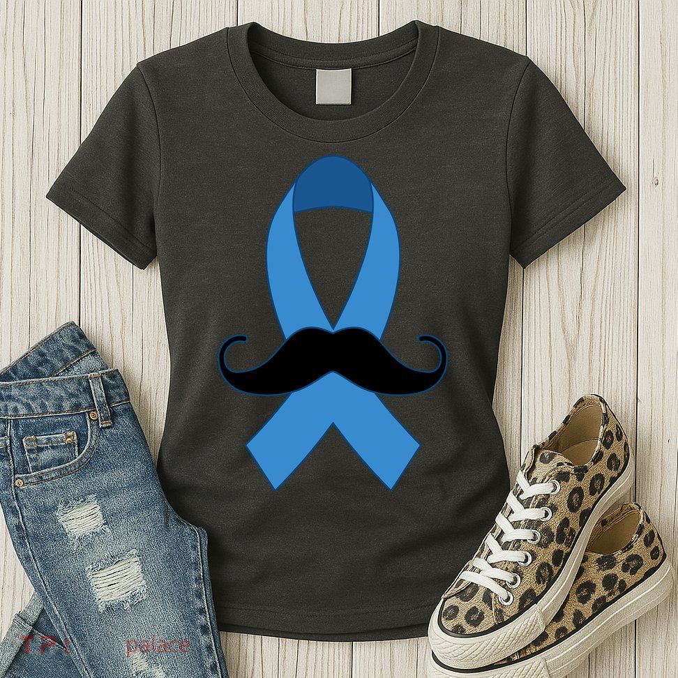 Prostate Mustache Ribbon Womens T-Shirt