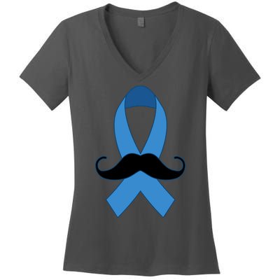 Prostate Mustache Ribbon Women's V-Neck T-Shirt