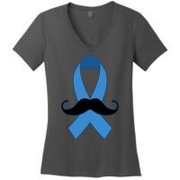Prostate Mustache Ribbon Women's V-Neck T-Shirt