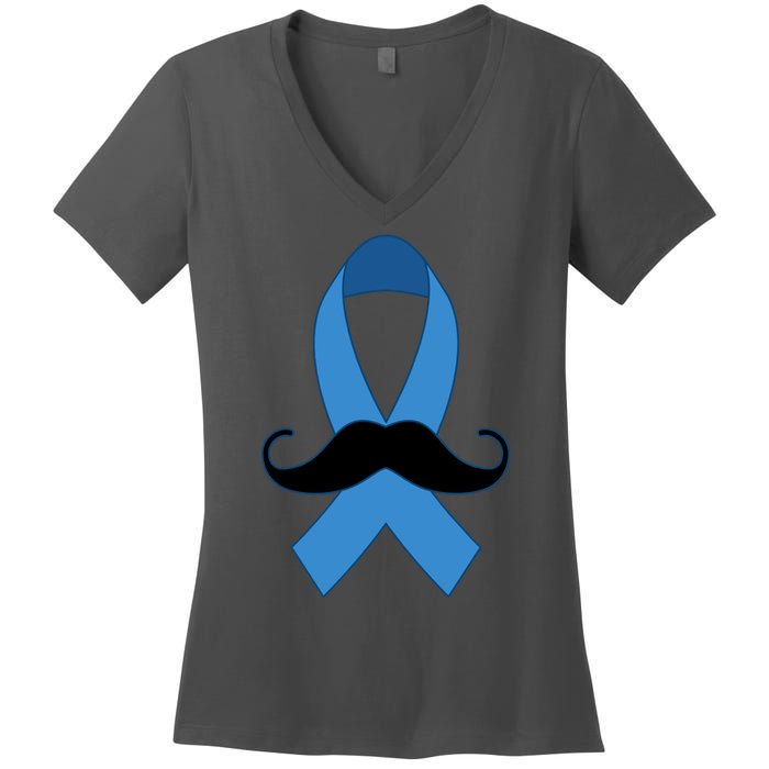 Prostate Mustache Ribbon Women's V-Neck T-Shirt
