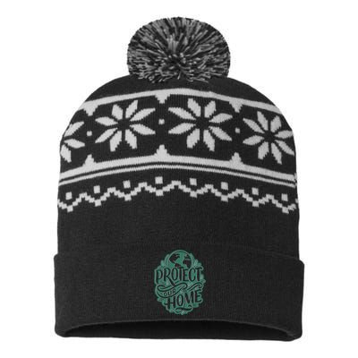 Protect Our Home Earth Day USA-Made Snowflake Beanie