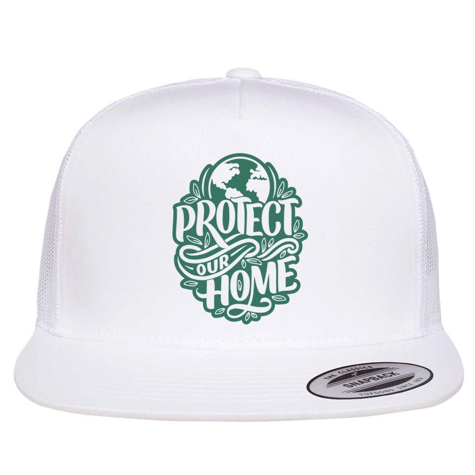 Protect Our Home Earth Day Flat Bill Trucker Hat