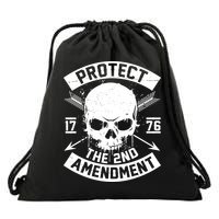 Protect The 2nd Amendment 1776 Arrow Skull Drawstring Bag