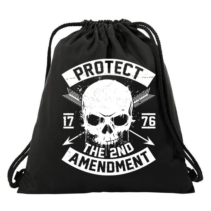 Protect The 2nd Amendment 1776 Arrow Skull Drawstring Bag