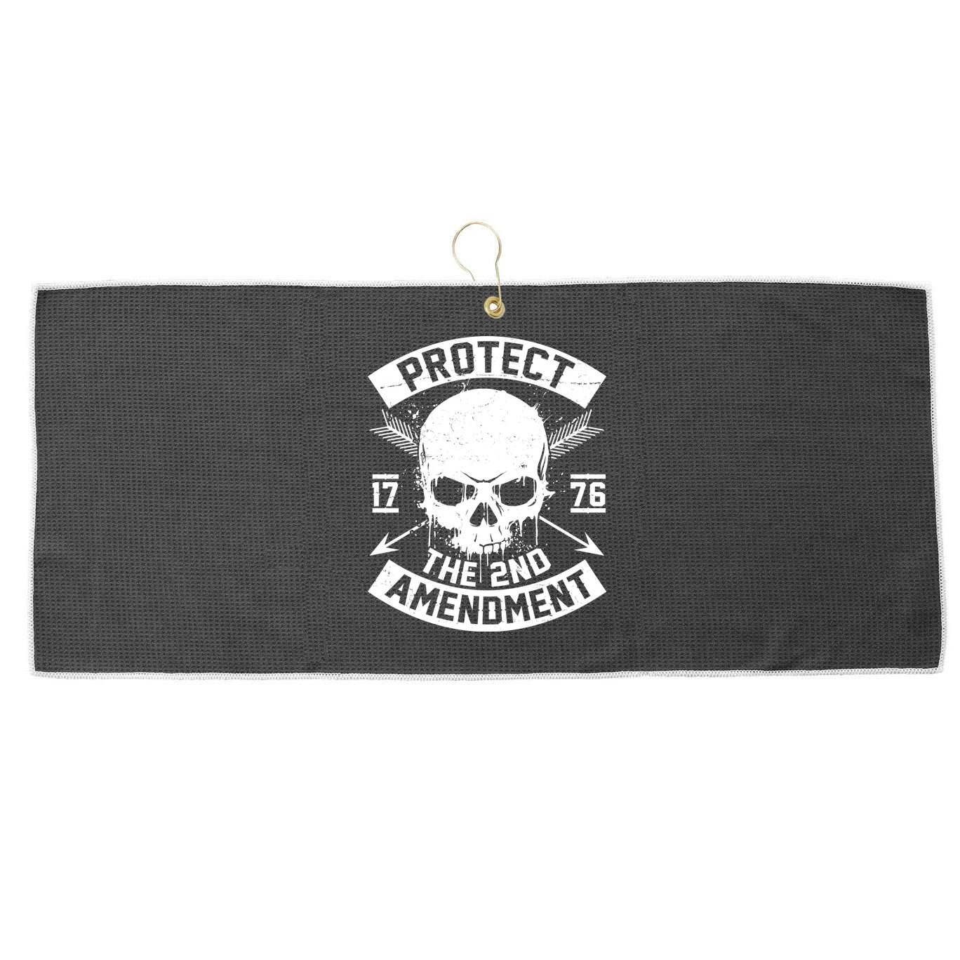 Protect The 2nd Amendment 1776 Arrow Skull Large Microfiber Waffle Golf Towel