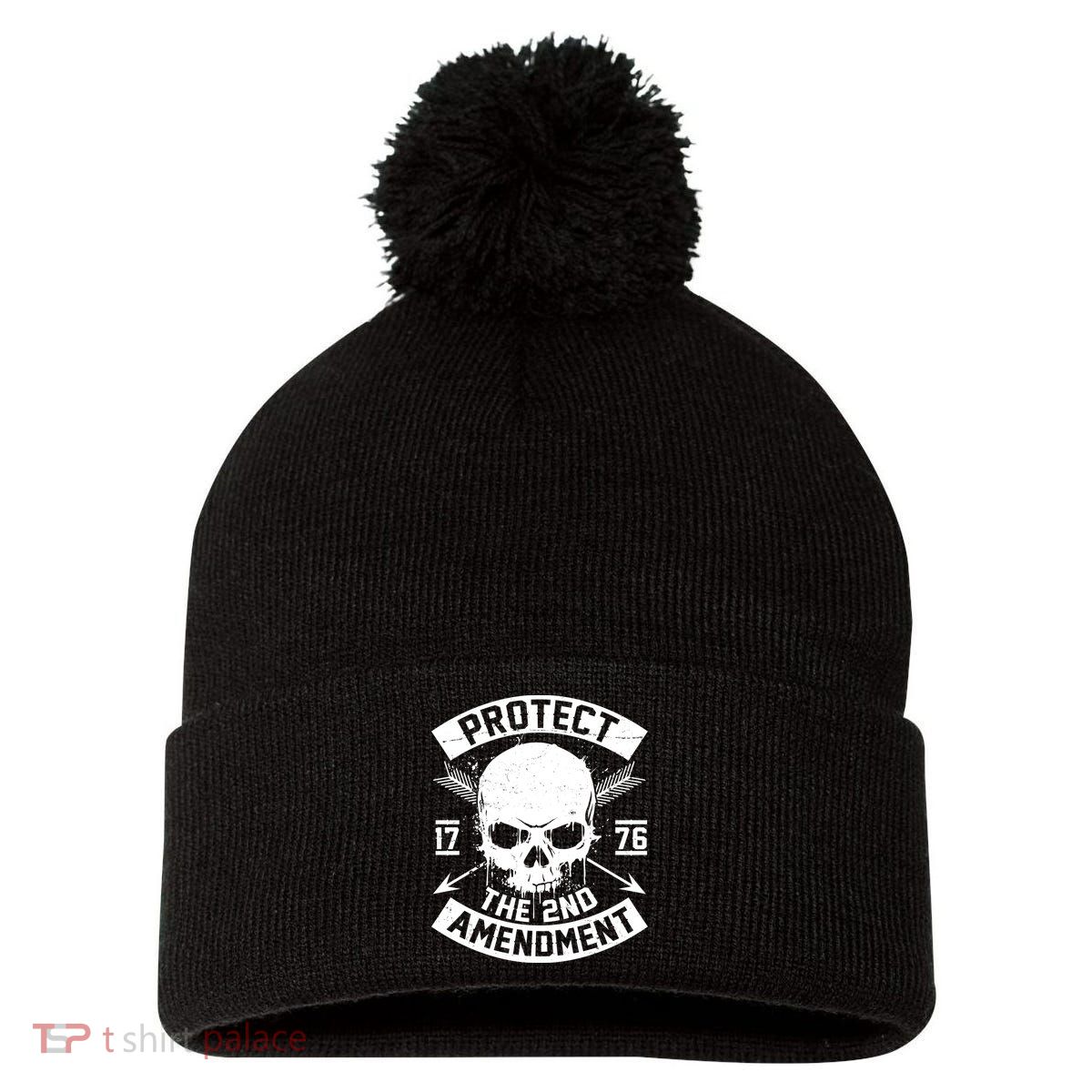 Protect The 2nd Amendment 1776 Arrow Skull Pom Pom 12in Knit Beanie