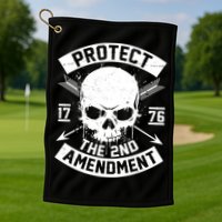 Protect The 2nd Amendment 1776 Arrow Skull Golf Towel