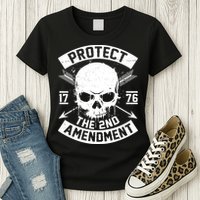 Protect The 2nd Amendment 1776 Arrow Skull Womens T-Shirt