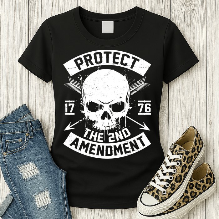 Protect The 2nd Amendment 1776 Arrow Skull Womens T-Shirt