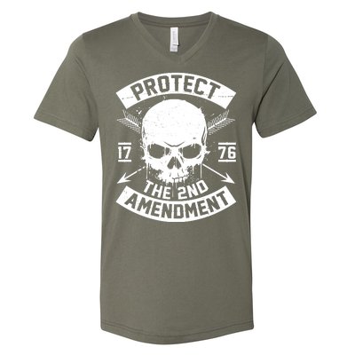 Protect The 2nd Amendment 1776 Arrow Skull V-Neck T-Shirt