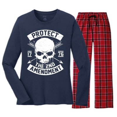 Protect The 2nd Amendment 1776 Arrow Skull Women's Long Sleeve Flannel Pajama Set 