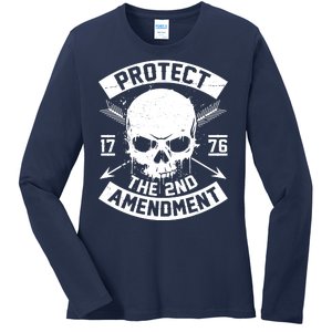 Protect The 2nd Amendment 1776 Arrow Skull Ladies Long Sleeve Shirt