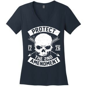 Protect The 2nd Amendment 1776 Arrow Skull Women's V-Neck T-Shirt