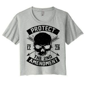 Protect The 2nd Amendment 1776 Arrow Skull Women's Crop Top Tee