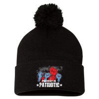 Protest Is Patriotic Pom Pom 12in Knit Beanie