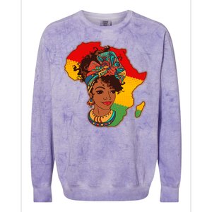 Proud African American Woman Head Wrap Colorblast Crewneck Sweatshirt