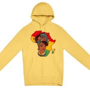 Proud African American Woman Head Wrap Premium Pullover Hoodie