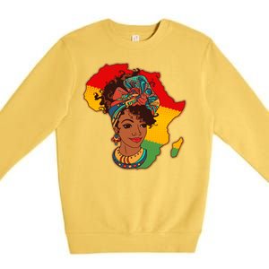 Proud African American Woman Head Wrap Premium Crewneck Sweatshirt