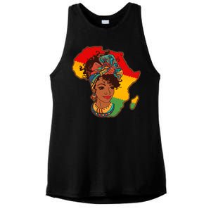 Proud African American Woman Head Wrap Ladies PosiCharge Tri-Blend Wicking Tank