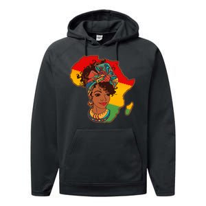 Proud African American Woman Head Wrap Performance Fleece Hoodie