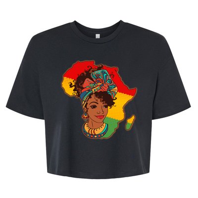 Proud African American Woman Head Wrap Bella+Canvas Jersey Crop Tee