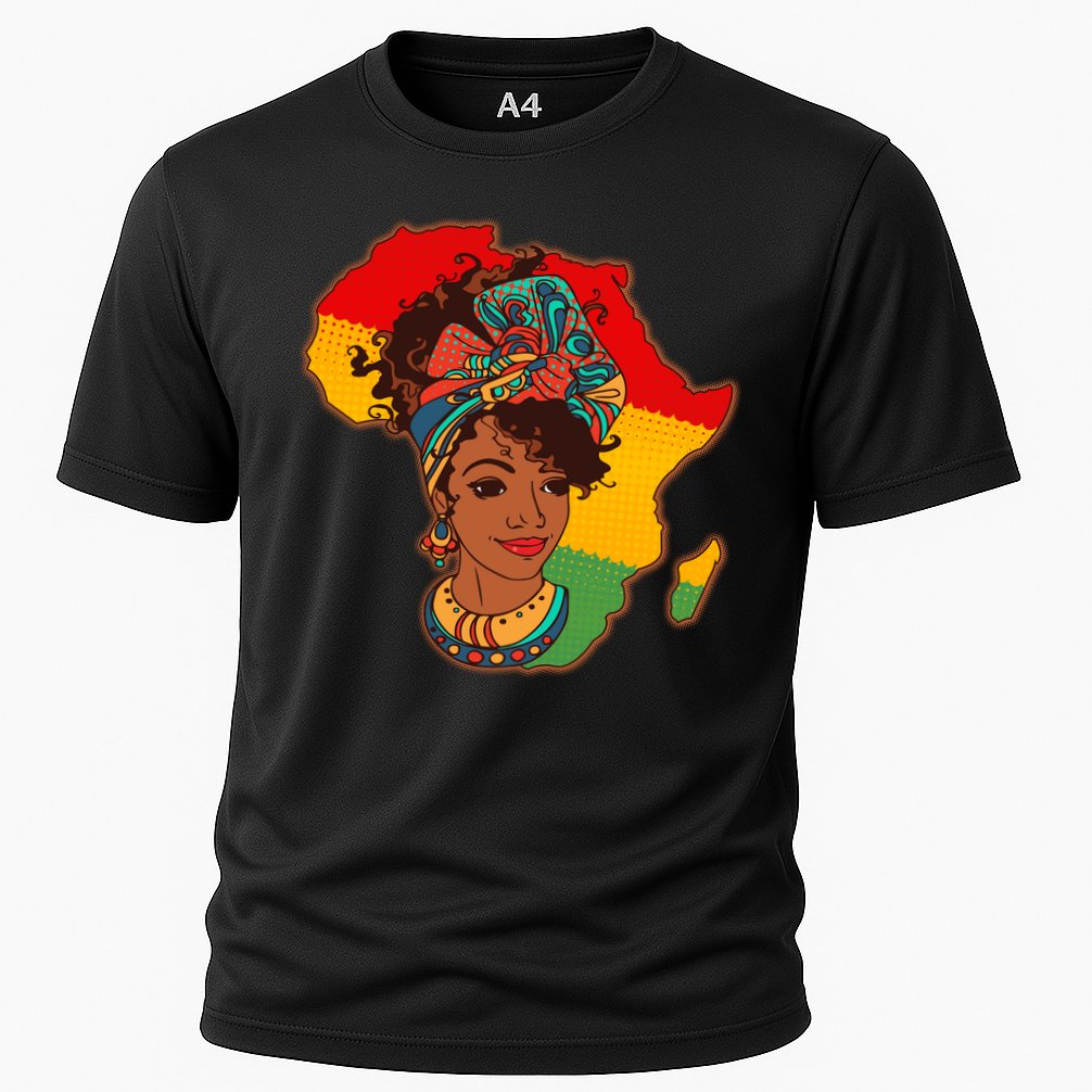 Proud African American Woman Head Wrap Cooling Performance Crew T-Shirt
