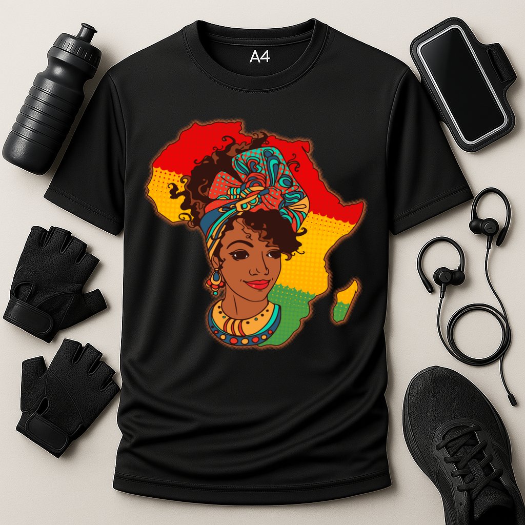 Proud African American Woman Head Wrap Cooling Performance Crew T-Shirt